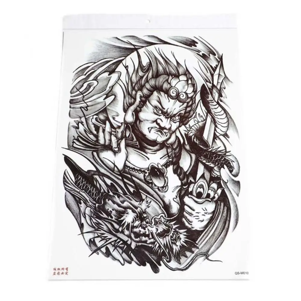 Water Transfer Printing Full Back Tattoo Sticker Angel Wings Cross Guan Gong Full Back Tattoo Patch Sweatproof Zhao Yun