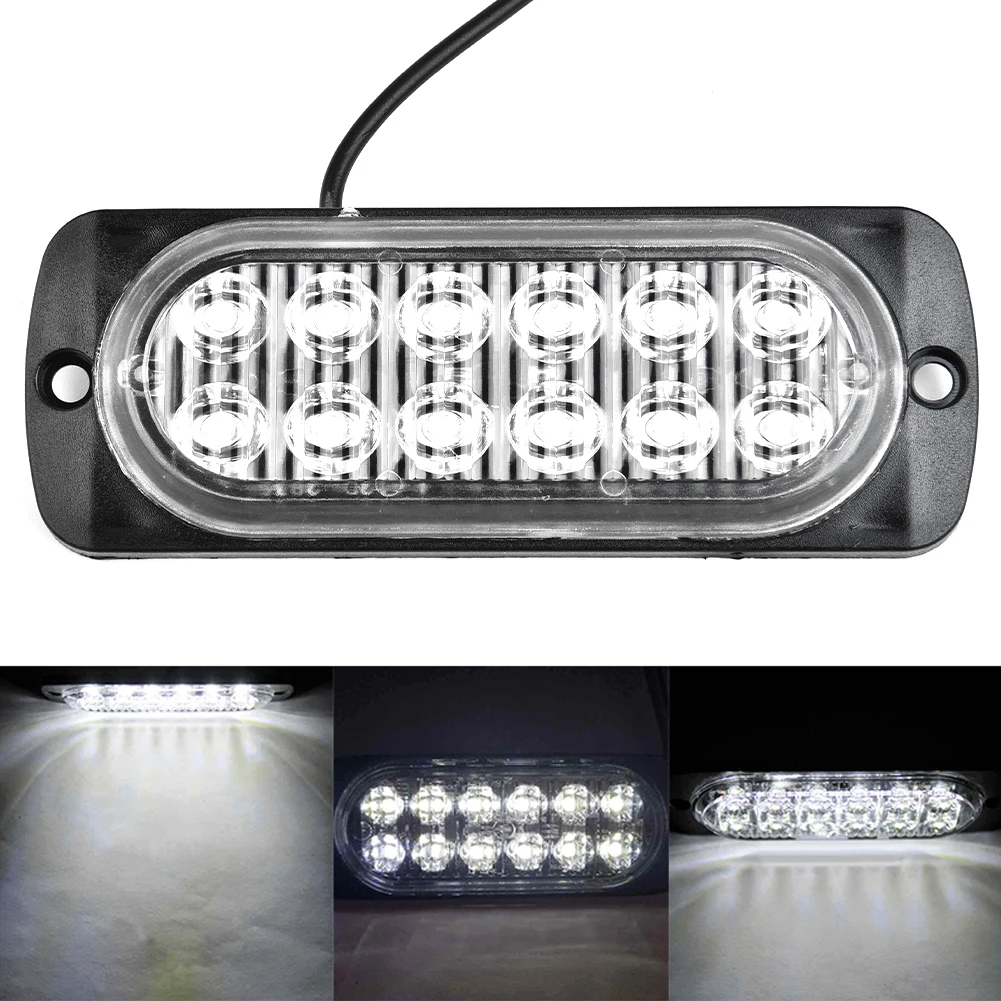

1x DC 12V 36W White Car Truck Safety Urgent Always Bright Light High-intensity 12-LED Signal Lamp Anti-collision Dustproof