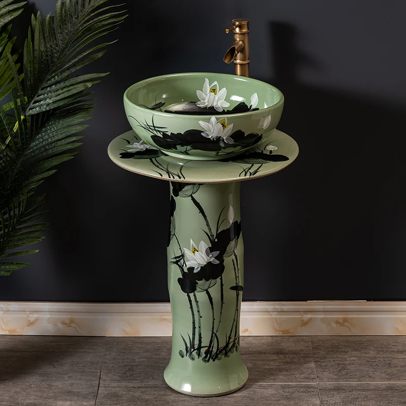 Household pillar washbasin ceramic