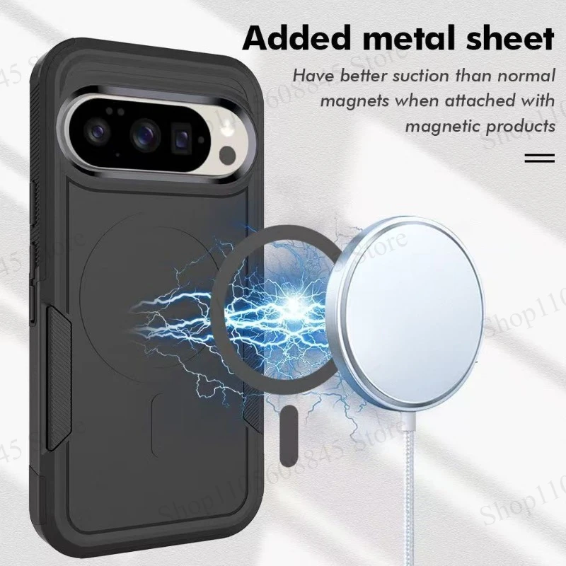Rugged Shockproof Magnetic Case - Dual-Layer with Wireless Charging Compatibility