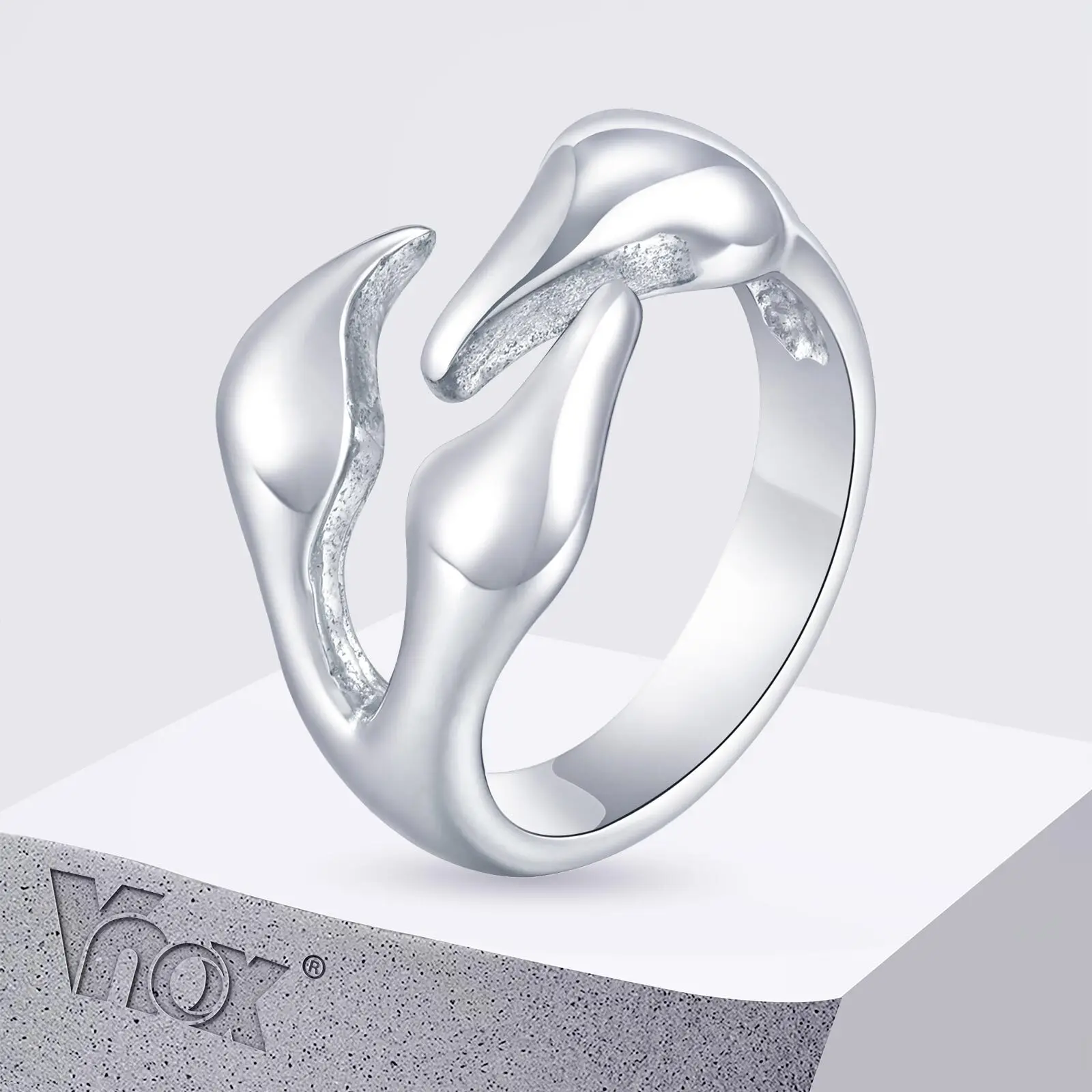 Vnox Rock Punk Geometrie Ring für Männer Jungen, verblasst nie, unregelmäßiger Retro-Hip-Hop-Ring aus Edelstahl, Party-Schmuck, Geschenke für Ihn