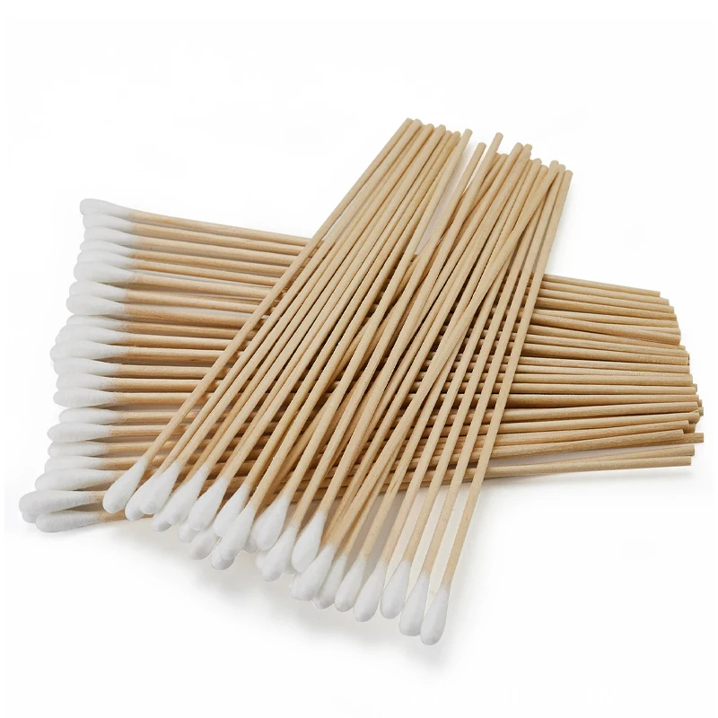 100pcs 6 Inch Long Gun Cleaning Cotton Swabs Large Tapered Gun Clean Brush Kit Mat AR15 M4A1 AK47 AK74 Remington 870 Colt 1911