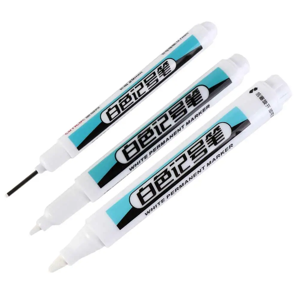 0.7mm/1.0mm/.2.5mm 흰색 영구 페인트 펜은 쉽게 퇴색되지 않음 방수 흰색 마커 펜은 손이 더러워지지 않음 쉽게 변형되지 않음