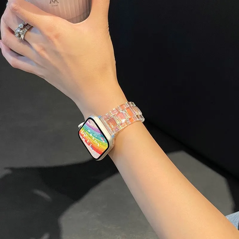 Rainbow Clear Resin Band - Lightweight Wristband Strap Bracelet
