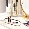 Gold Glass Mirror Decorative Storage Tray For Makeup Dessert Plate Jewelry Necklace Bracelet Table Perfume Wedding Brides 2