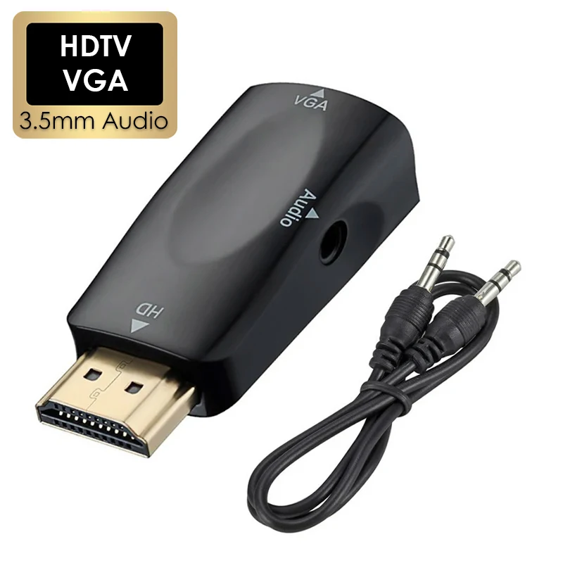 HD Male to VGA Female Adapter HDMI-compatible 1080P 720P Audio Cable Converter For PC Laptop TV Box Computer Display Projector hdmi to vga adapter cable vga to hdmi converter