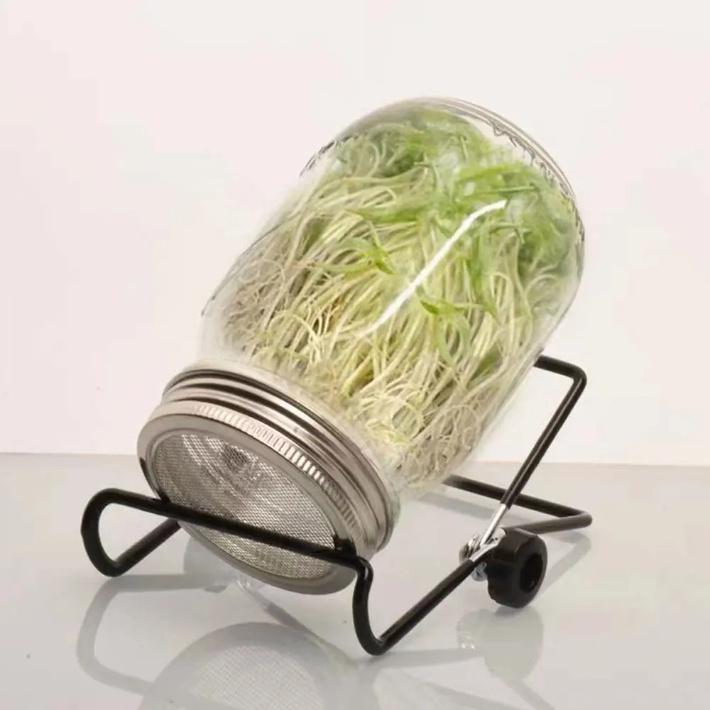 Sprouting Jars Kit Wide Mouth Sprouting Jar Germination Cover Sprouter Mason Jars support shelf