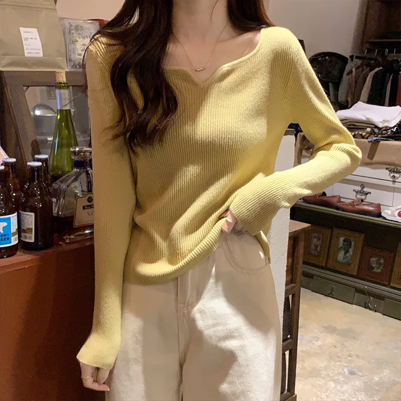 White Long Sleeve Slim Fit Women Sweater