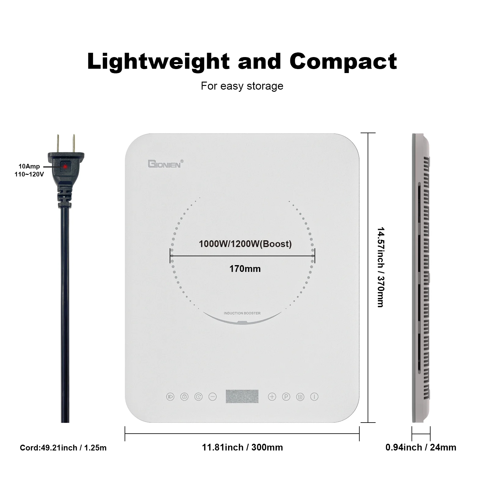 High Quality 0.94-Inch Ultra-Thin 120V Factory-Price Induction Cooktop with Touch Control Home Hotel Use Electric Plastic Stove