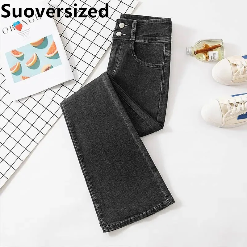 

Spring Fall Stretch Flare Jeans For Women New High Waist Slim Chic Streetwear Trousers Korean Casual Vintage Denim Pantalones