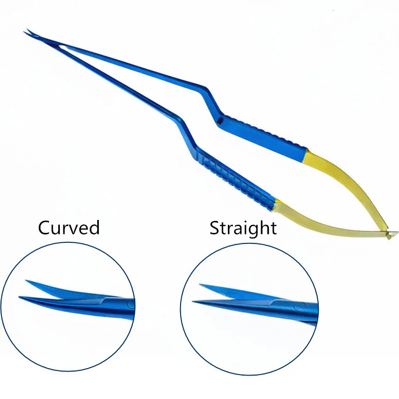 1-pz-micro-forbici-manico-piatto-in-titanio-11mm-lame-strumenti-per-neurochirurgia-dritti-curvi