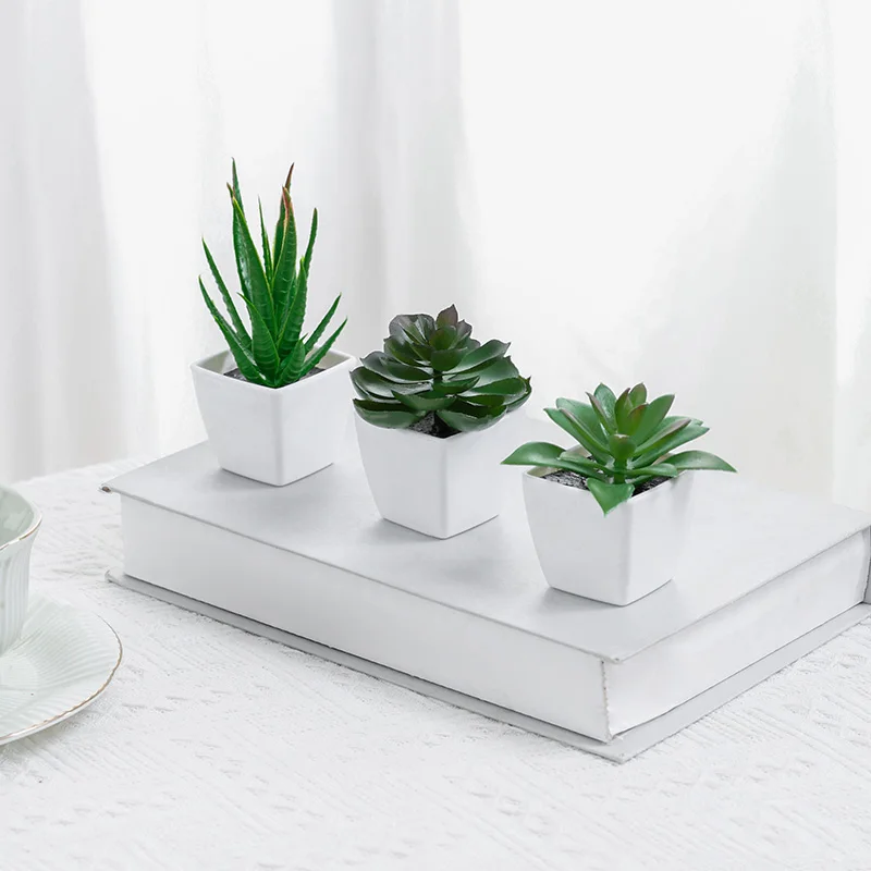 Trio of Decorative Faux Plants for Indoor and Outdoor Spaces