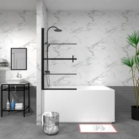 Bathtub Screen Panel Shower Door 180° Pivot, Black 1