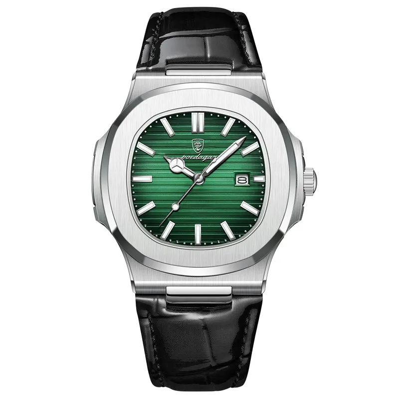 Leather Silver Green