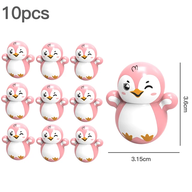 Funny Gift Shaking Tumbler Toys Cartoon Snowman Penguin Tumbler Desktop Ornament Anti Stress Toys Wholesale Items 10pcs pink Penguin