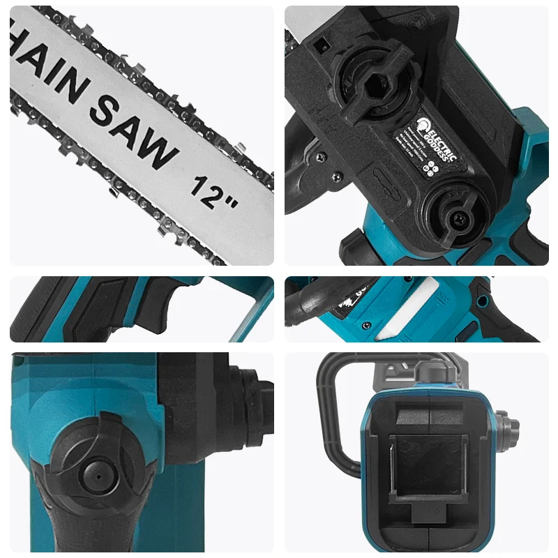 12Inch 7000RPM Brushless Electric Chain Saw 600W Cordless Handheld Chainsaw Graden Pruning Power Tool For Makita 18V Battery Pin 5