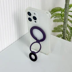 Dual - Sided Magnetic Tri - Fold Ring Phone Stand Holder - Portable Design (PURPLE)