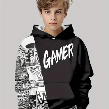 children top hoodies stylish 3d print boys casual pullover long sleeve sweatshirt for spring fall kids hoodies outdoor clothing
