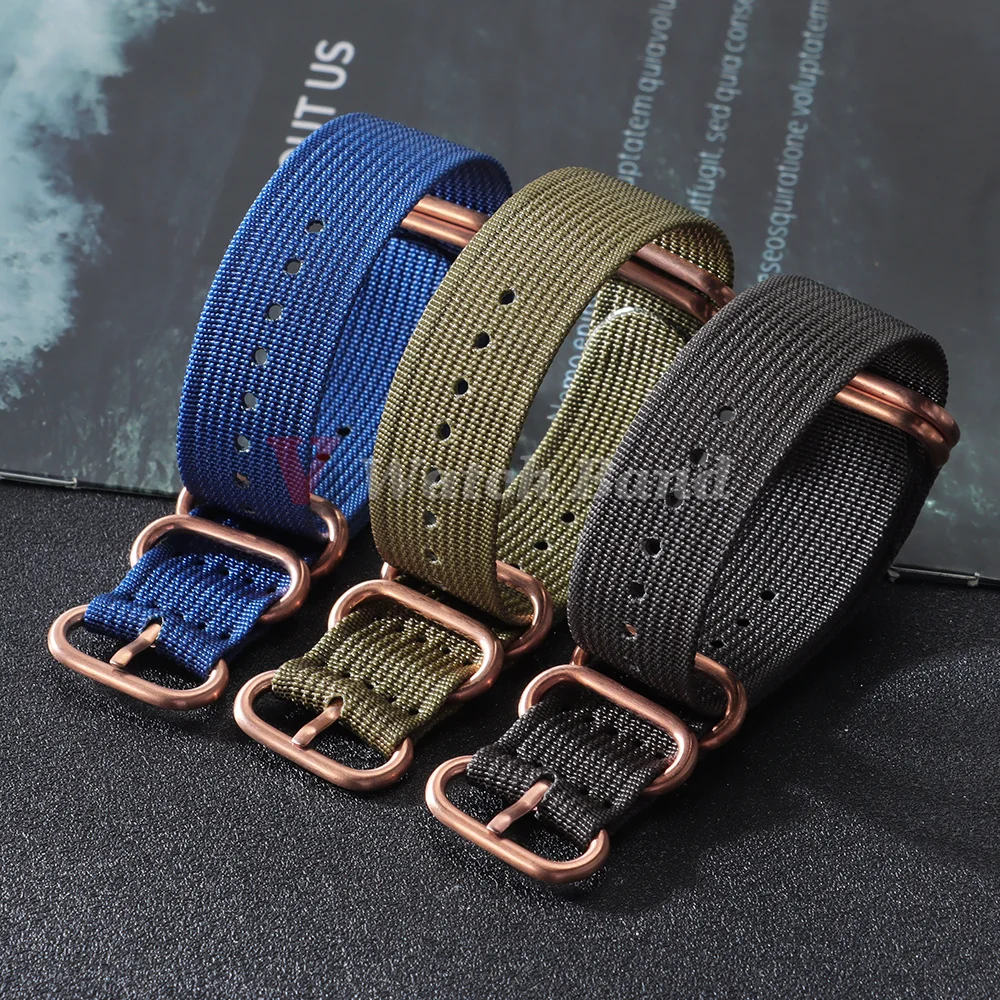 Elegant Rose Gold Buckle Fabric Watchband – Woven Nylon Strap