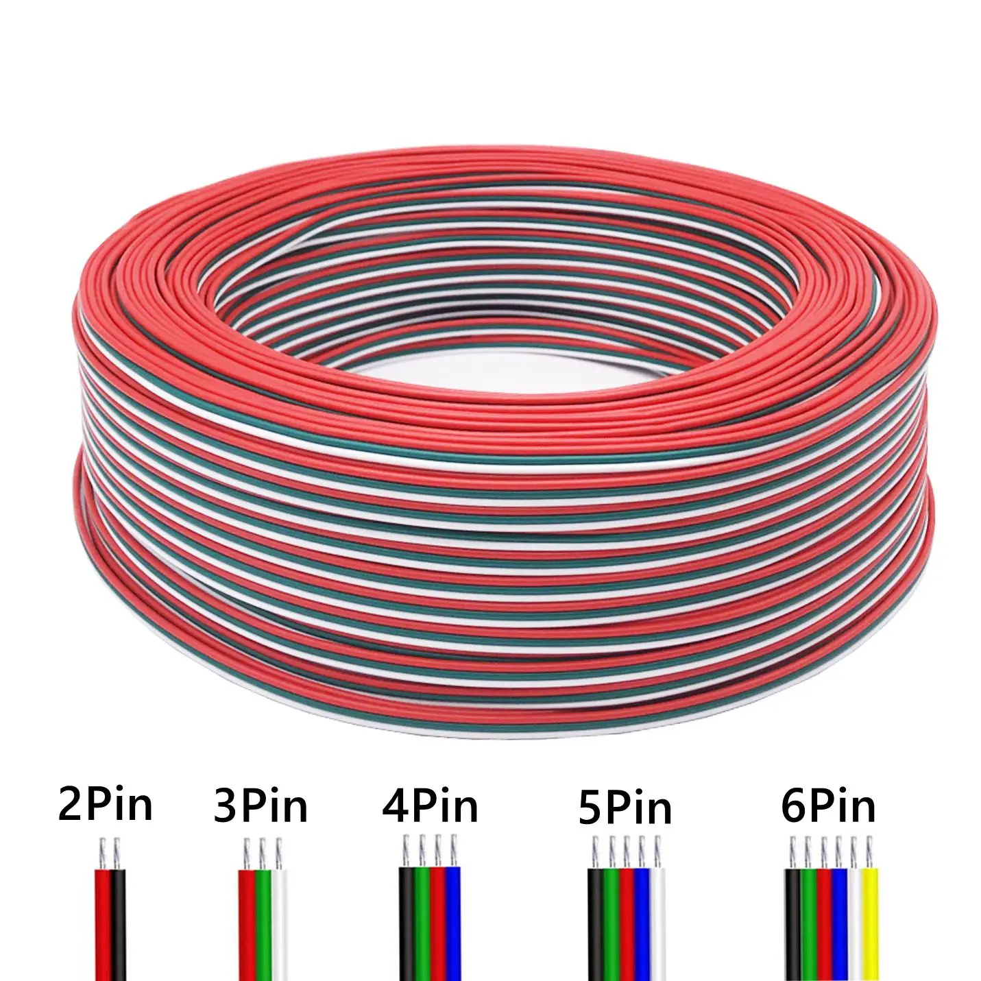 

5m/10m/50m/100m 22AWG Led Wire Cable 2pin/3pin/4pin/5pin/6pin For WS2812B WS2811 5050 2835 5730 LED Strip Light