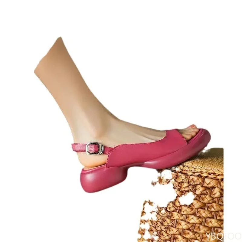 Sommermode Neue Sandalen mit Dicker Sohle für Damen, Höhenerhöhende Vielseitige Plateauschuhe, Strandschuhe, Damenschuhe in Kleingrößen