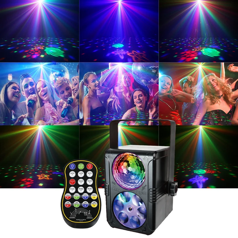 Disco Light Party Lights Sound Activated Stage Laser Lights Remote Control USB Disco DJ Strobe Light Rotating with Patterns Wedding Birthday disco ball light led stage light