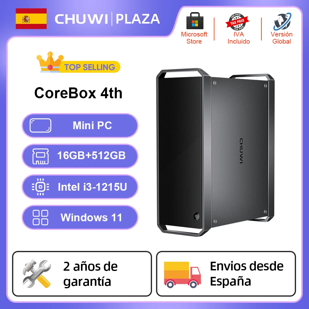 Chuwi Corebox 4Th Intel Core I3-1215U Gaming Pc Intel Uhd Graphics 8K Decodifica 16Gb Lpddr5 512Gb Ssd Wifi 6 Windows 11 Computer