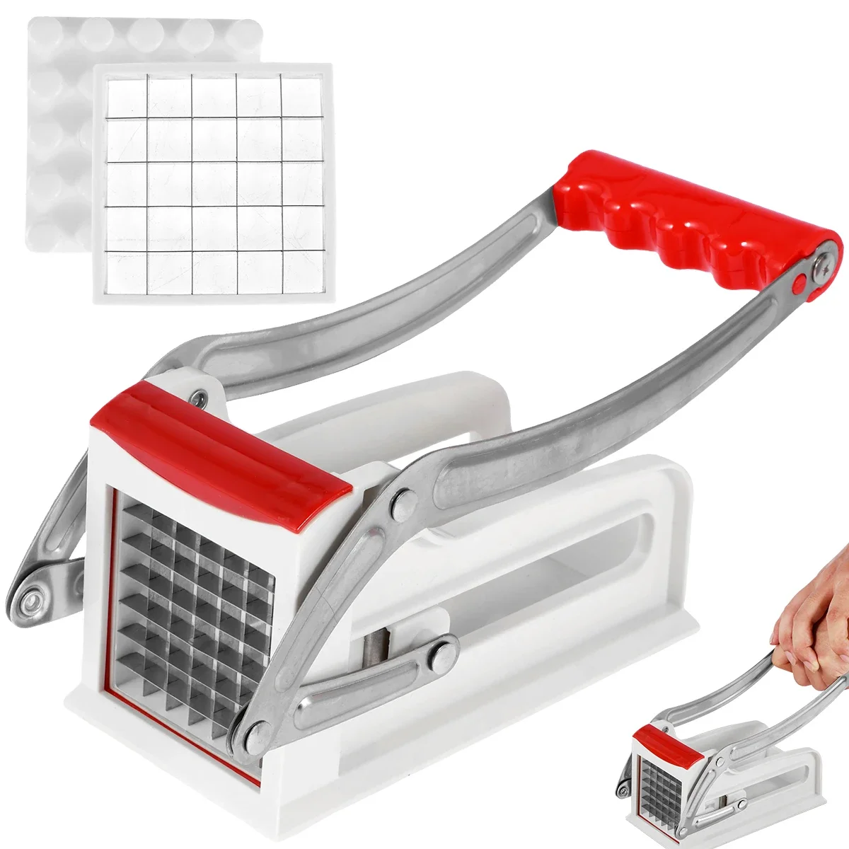French Fry Cutter Stainless Steel Potato Chipper 25/49Holes Blades Fast Cutting Manual Food Slicer Kitchen Vegetable Cutter