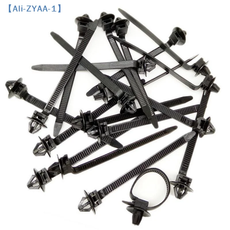 【ZYAA-1】10/20PCS 자동차 나일론 블랙 케이블 타이 푸시 마운트 와이어 하네스 패스너 케이블 클램프 클립 타이 관리