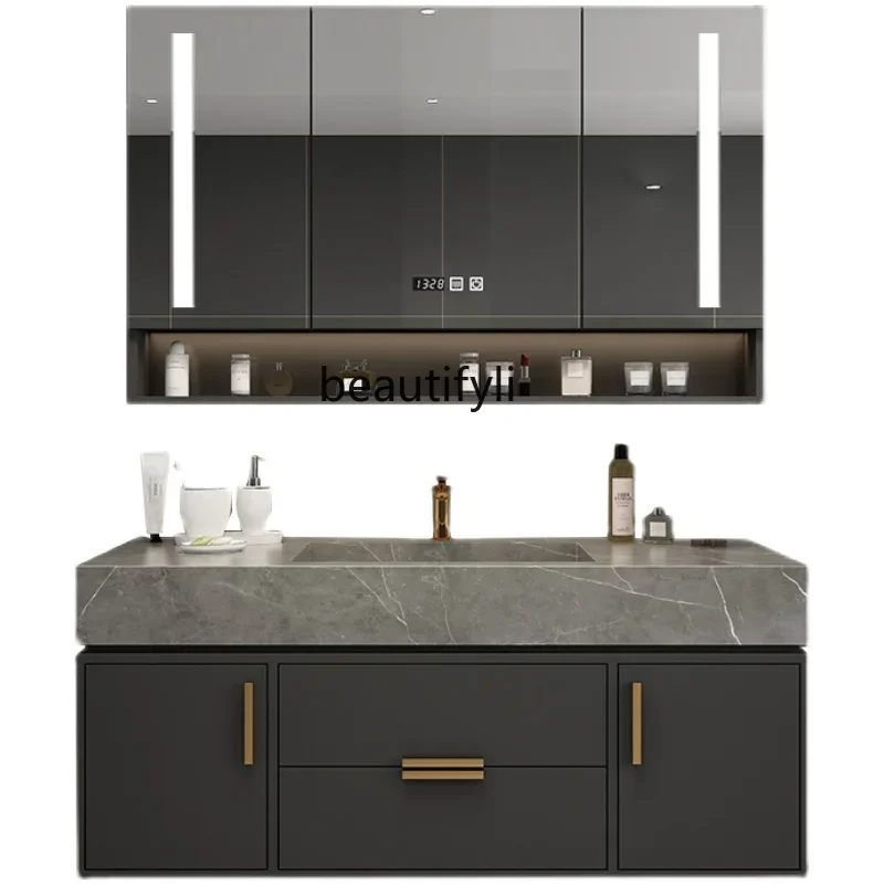 

Stone Plate Whole Washbin Bathroom Cabinet Combination Modern Simple Hand Washing and Face Washing Basin Cabinet Toilet