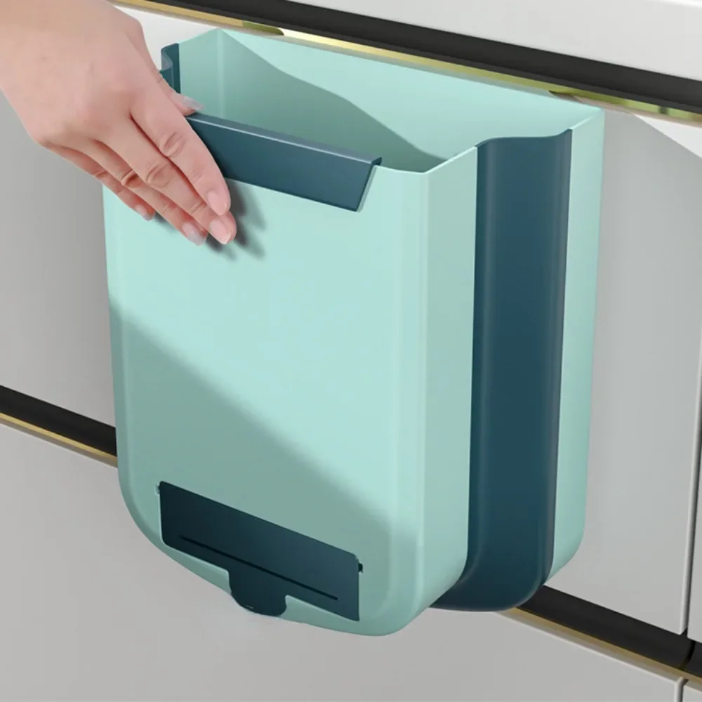 9L Folding Waste Bins Kitchen Garbage Bin Foldable Car Trash Can Wall Mounted Trashcan for Bathroom Toilet Waste Storage Bucket trash can