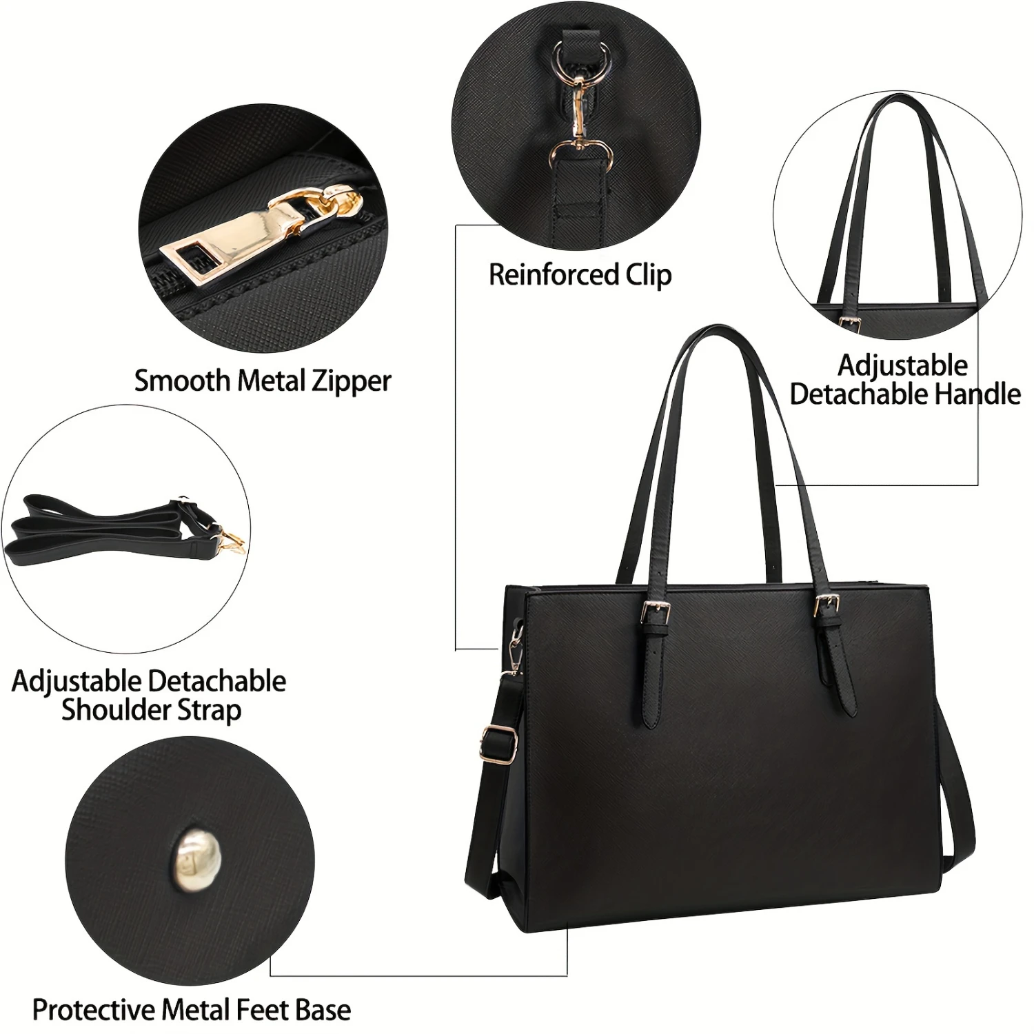 Bag For Women Lightweight Faux Leather 15.6 Inch Computer Tote Bag Business Office Briefcase Large Capacity Handbag Crochet eyes