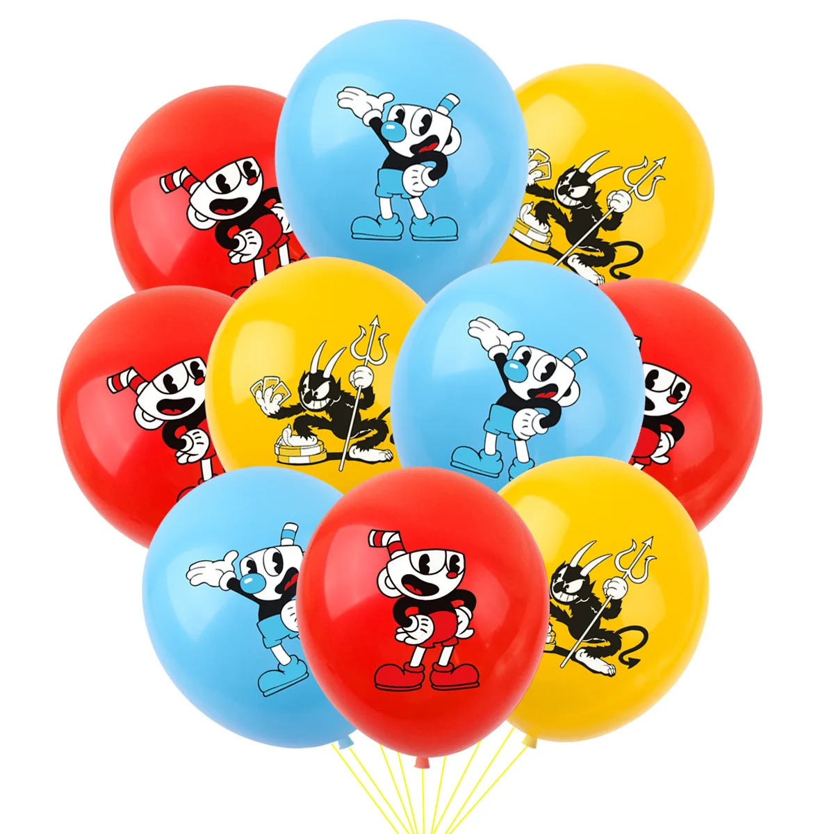 10Pcs Cuphead Balloon Latex Yellow Balloons Happy Birthday Party Decoration Mugman The Devil Legendary Chalice Toy