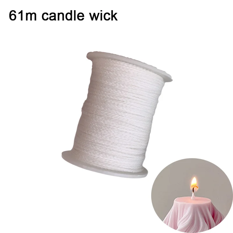 1 Roll 200 Feet 61M White Candle Wick Cotton Candle Woven Wick For DIY  Candle Making Material Smokeless Wax Pure Cotton Core