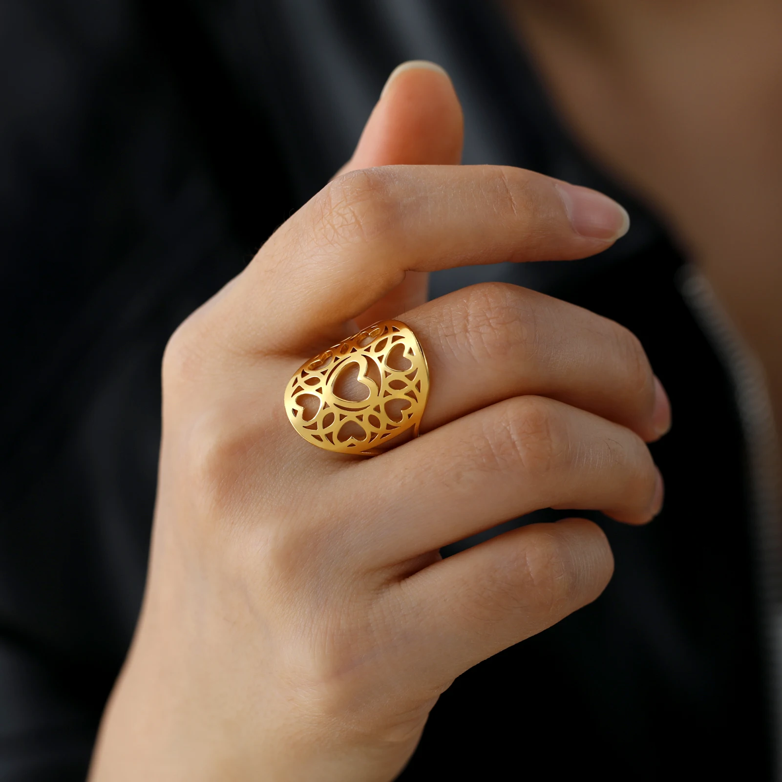 Skyrim anello a cuori larghi in acciaio inossidabile per amante delle donne anelli da dito regolabili bohémien 2023 nuovo regalo di gioielli da sposa alla moda
