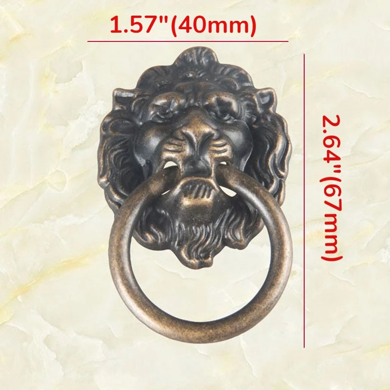 Furniture Handles Kitchen Door Handles Knobs and Pulls Antique Bronze Lion Head Pulls For Dresser Drawer Cabinet Door Handles Knocker
