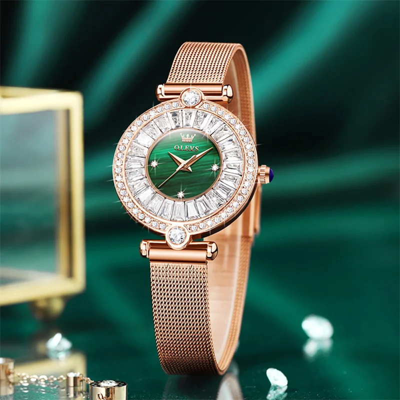 OLEVS Luxury Fashion Elegant Ladies Watch High Quality Casual Rose Gold Diamond Waterproof Quartz Women Watches reloj para mujer