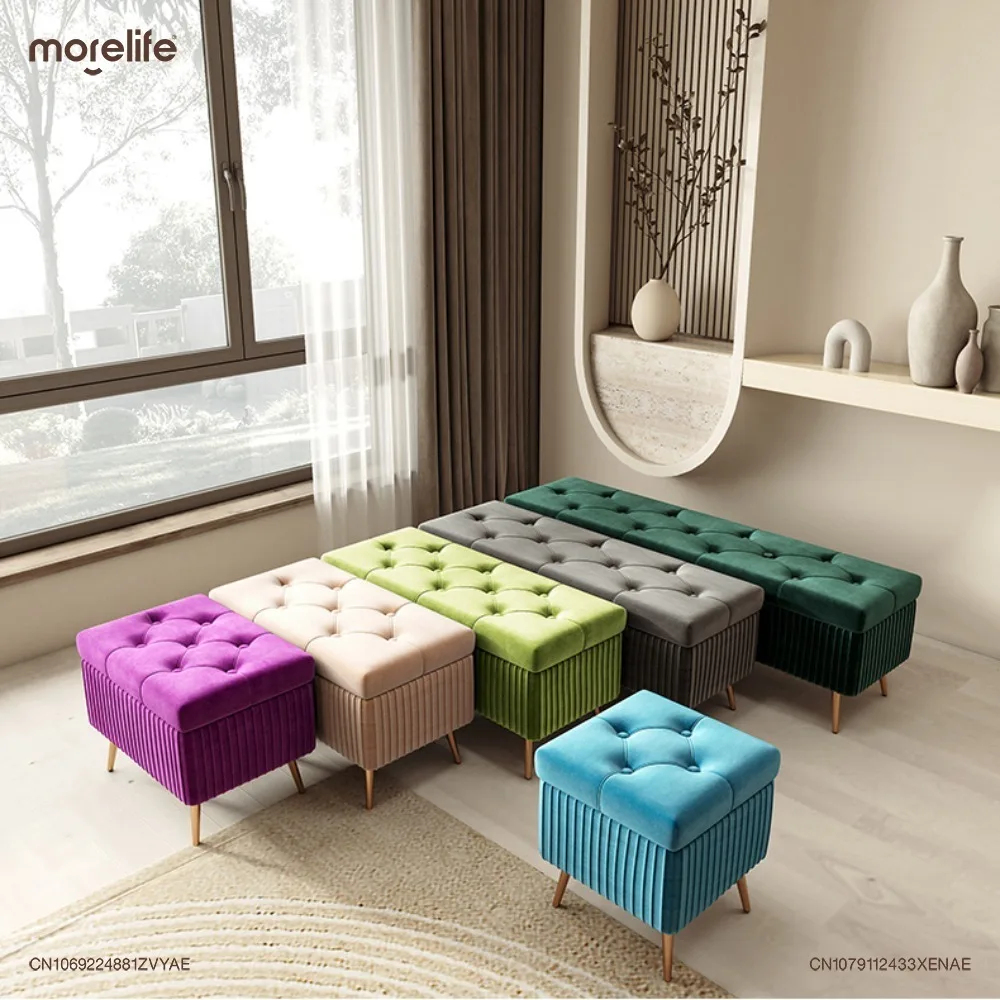 Nordic Light Luxury Stools Bedroom Bed End Sofa Shoe Changing Stool Ottomans Long Bench Clothing Store Storage Home Furniture K1