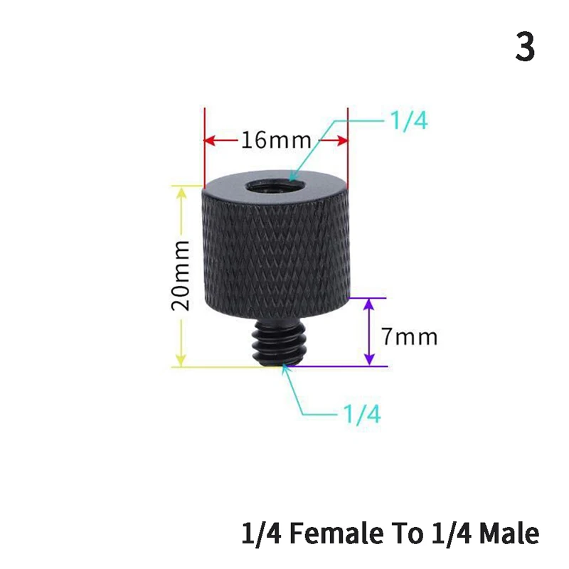 Description Picture 4 of item1/4" To 3/8" Black Male To Female Thread Screw Mount Adapter Tripod Plate Screw Mount For Camera Flash Tripod Light Stand