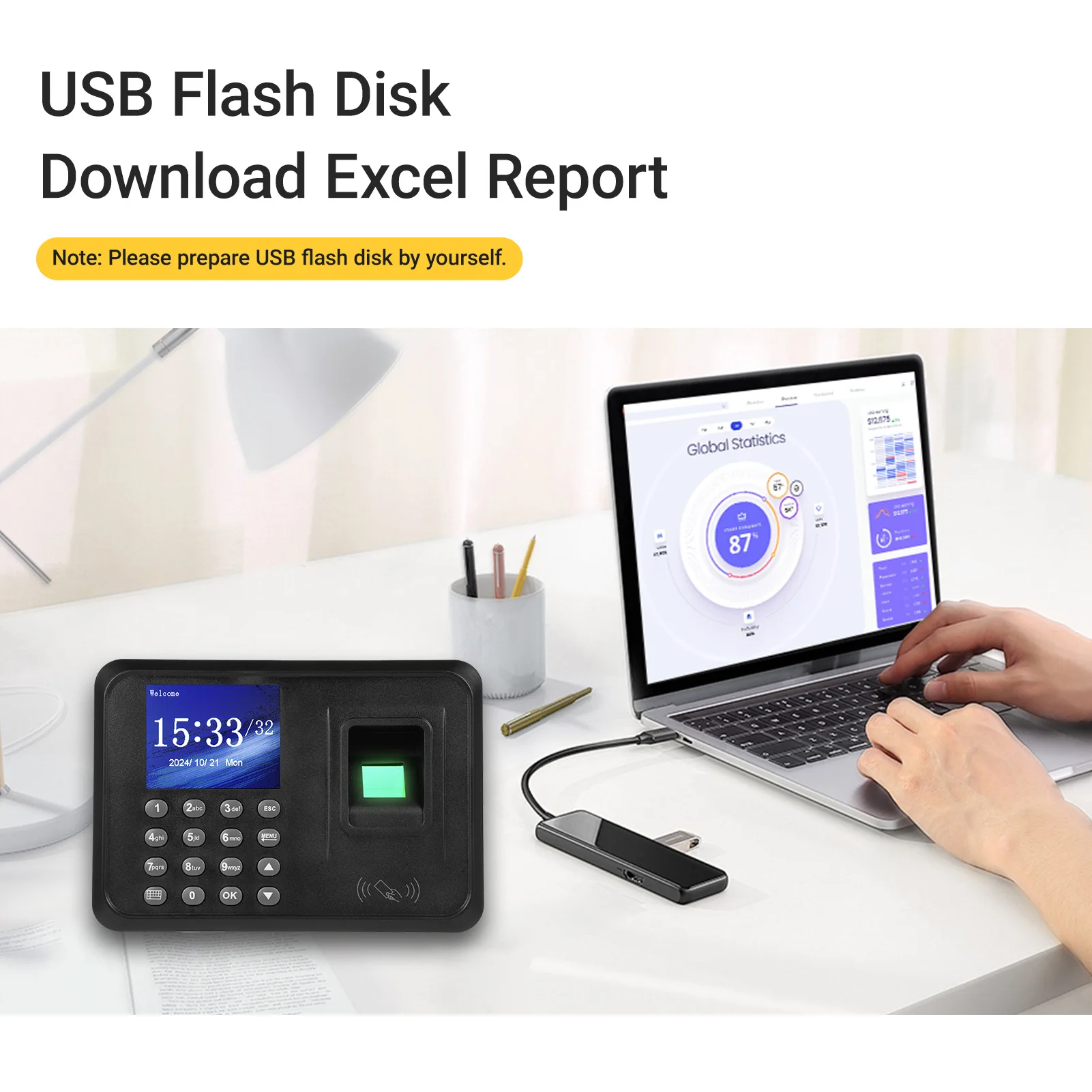 2.4 Inch TFT Color Screen Biometric Time Clock Attendance Machine for Employees Access Control Machine 1000pcs Password Cards