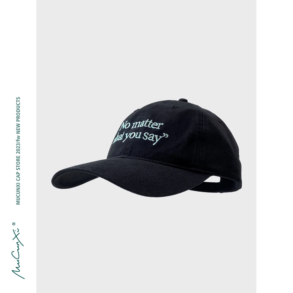 

New Embroidered Letter Baseball Cap Women's Wide Brim Face-Looking Small Soft Top Big Head Circumference Peaked Cap Fashion