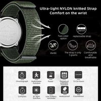NORTH EDGE Watch for Men ALPS 45MM Outdoor Sports Swimming Metronome Compass Waterproof Carbon Fiber Case Nylon Strap Men Watch 2