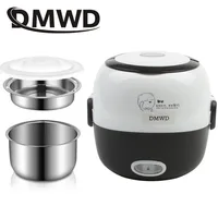 DMWD MINI Cuiseur à riz électrique chauffant, boîte à lunch thermique portable 1/2 niveaux, cuiseur vapeur alimentaire, récipient de cuisson, chauffe-plat 2