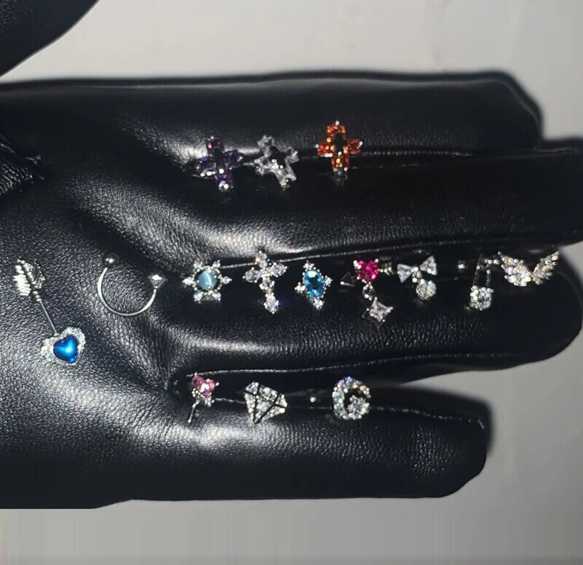 여성용 스윗쿨 스테인레스 스틸 크로스 문 피어싱 연골 스터드 귀걸이, 소녀 힙합 펑크 파티 코스프레 쥬얼리 