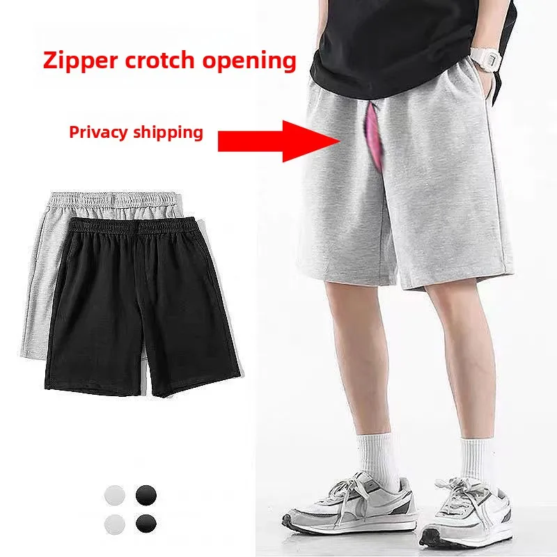 Summer Men's Outdoor Pure Cotton Double Head Invisible Zipper Loose Thin Sport Casual orts Convenient Toilet Youth Vitali...