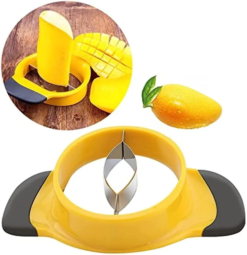 Mango Slicer Splitter Cutter Pitter with Stainless Steel Blade Fruit Divider Handle Peach Corer for Fruit Kitchen Tool