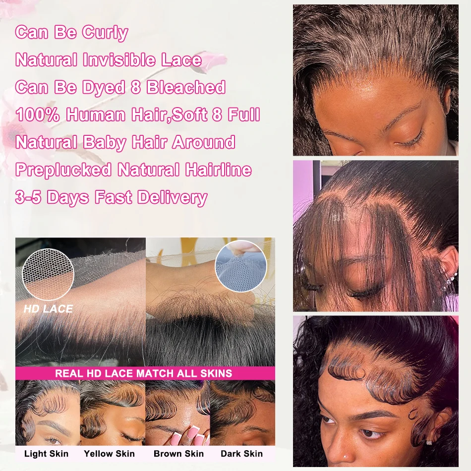 250 % 13X6 HD Lace Frontal Wig Deep Wave Transparent 13X4 Lace Front Wig Brazilia Curly Front Human Hair for Women lace front wigs