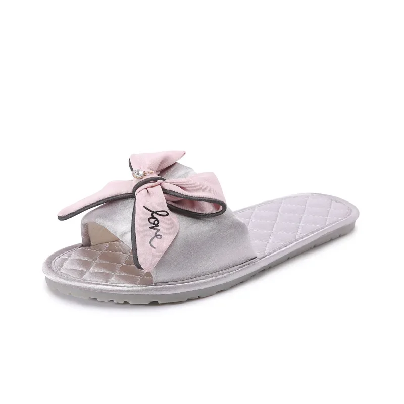 Women Slippers Home Autumn Spring Indoor Sweet Cozy Silk Comfortable Flip Flops Female Bowtie Comfortable Ladies Flat 4