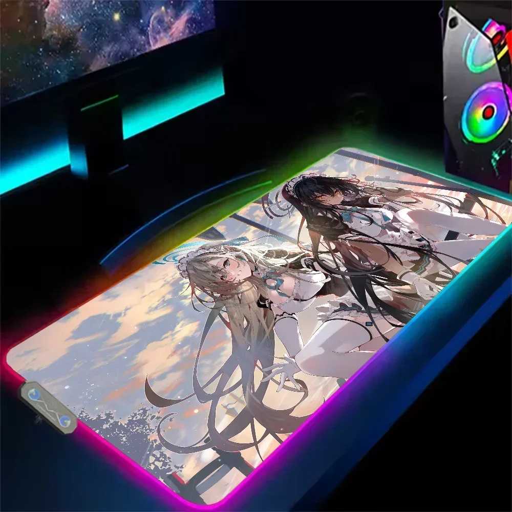 Blue Archive Kakudate Karin LED Light RGB Keyboard Cover Desk-mat Colorful Surface Multi-size World PC Gamer Luminous Mouse Pad 3