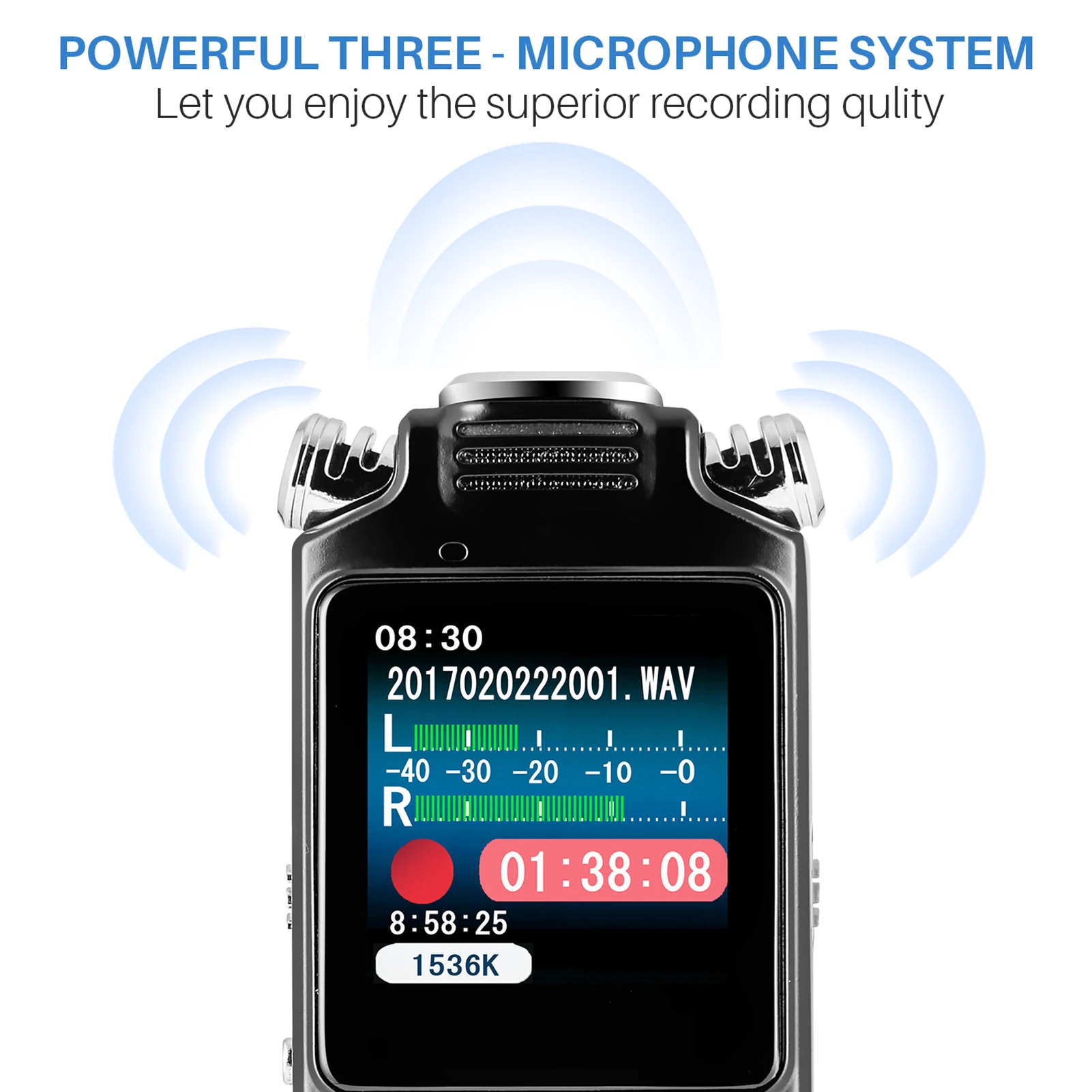 Tape Recorder 8GB Voice Recorder Noise Cancelling Audio Double Microphone for HD Voice Activated Recording Metal Case